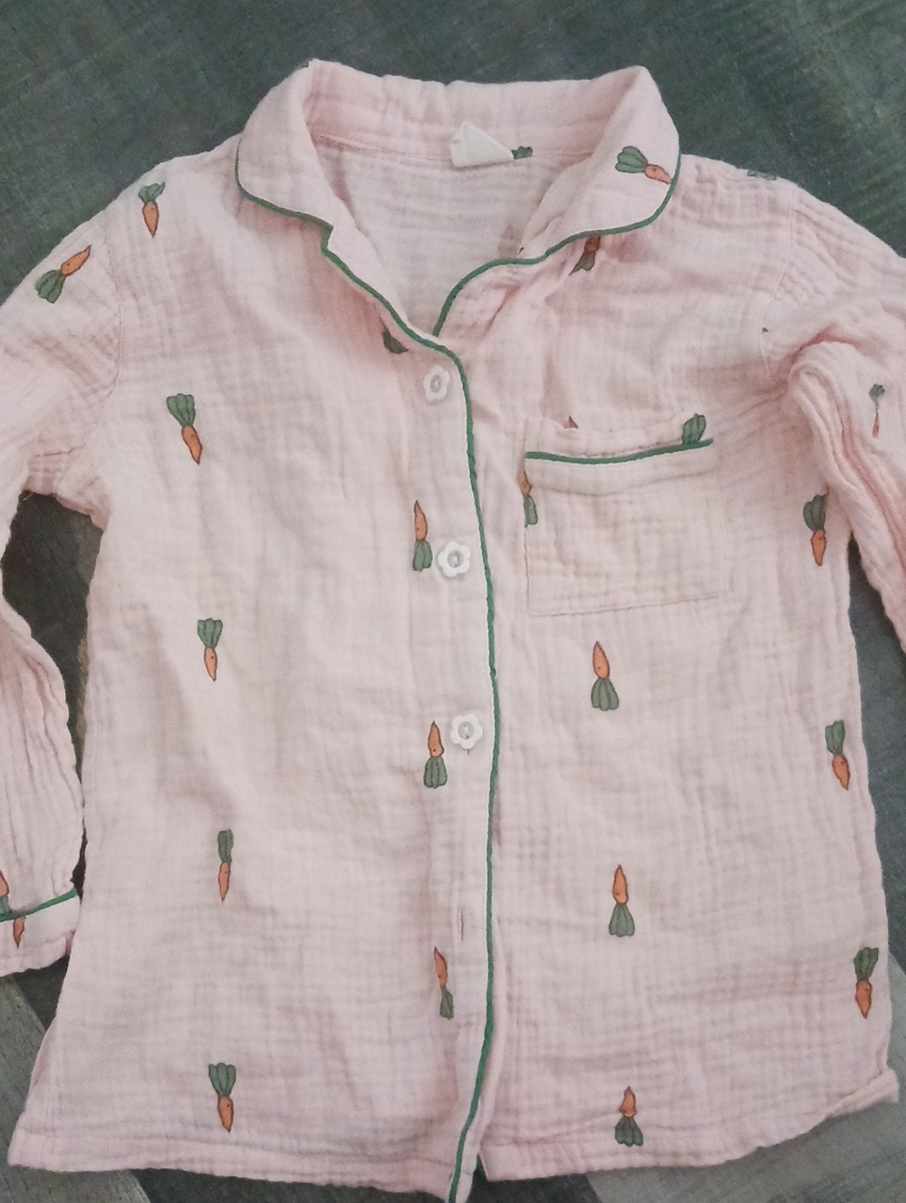 Pink Carrot-Print Kids Pajama Top